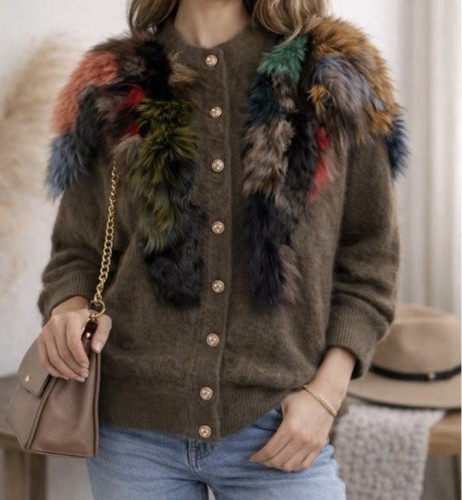 Strickjacke wolle khaki - wolle,