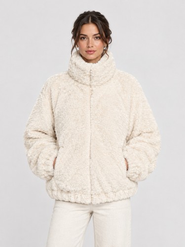 Jacke pelzoptik ecru - pelzoptik,